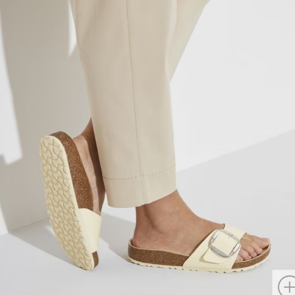 NWT Birkenstock Women's Sandals Madrid Big Buckle Natural Leather Patent S8 - Picture 3 of 15